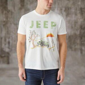 Lucky Brand Jeep Shirt Mens Medium WHITE 1941 Vintage Classic Car